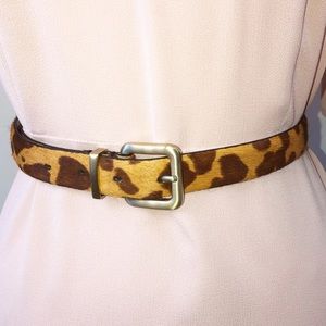Talbots Animal Print Calf Hair Leather Belt Sz XS